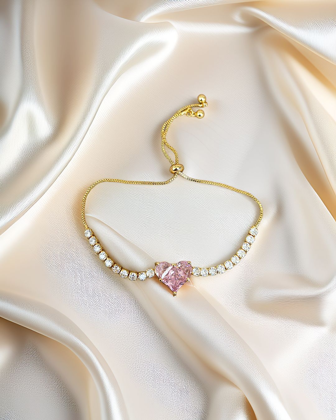 VIXA Eternal Love Bracelet | Pembe Kristal Kalp Detaylı